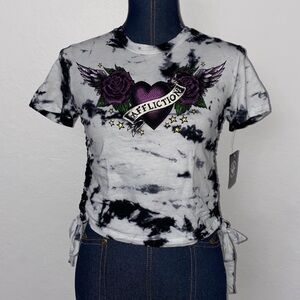 Affliction Black and White Graphic Crop Tee